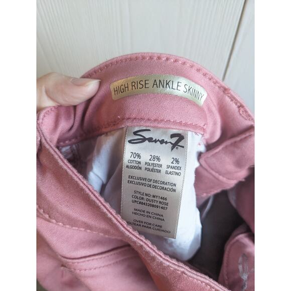 Seven7 Women's Pink Skinny Embroidered Pockets Belt Loop Denim Jeans Size 8 - Picture 4 of 5